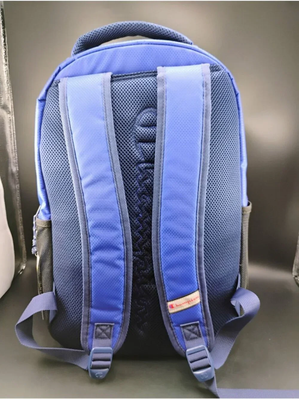 Champion Youth Blue Logo Backpack With Padded Straps & Mesh Pockets